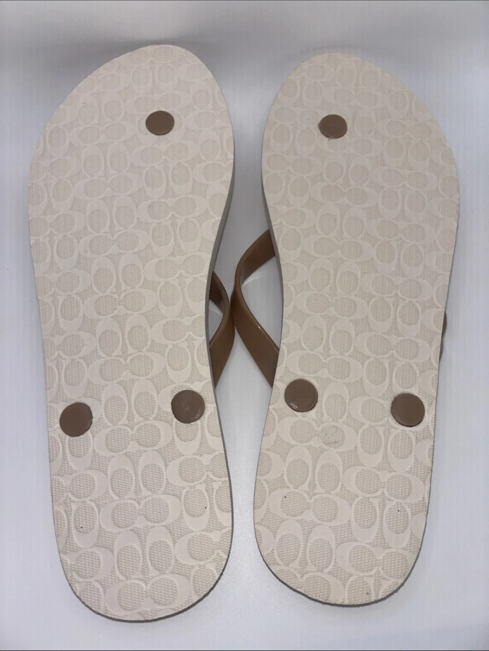 Coach Thong Sandals with Silver Logo Accent
